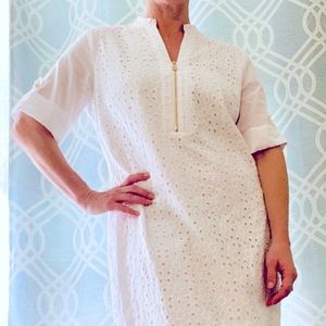 Anne Klein white eyelet 3/4 sleeve dress